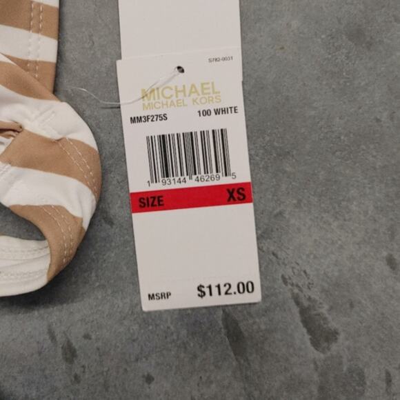 Michael Kors Swimsuit 2 Piece XS NWT Animal Print Tan White - Picture 4 of 5